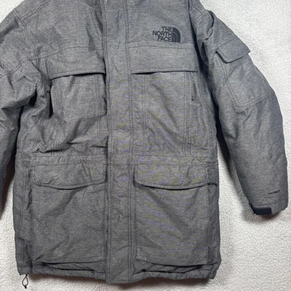 The North Face Goose Down McMurdo Parka Men XL Gray HyVent Hooded Fur Coat Heavy
